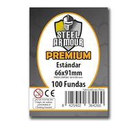 Premium Steel Armour Lot de 100 pochettes pour cartes à collectionner, taille standard 66 x 91 mm, plastique transparent résistant, protection contre l'usure et les dommages.