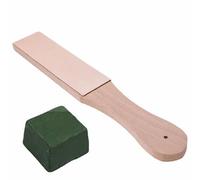 Premium Strop D'affûtage en Cuir - Kit avec Pâte à Polir et Manche en Bois Dur Tanné Végétal pour Affûte-couteau