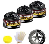 Premium Tire Coating & Trim Restorer Paste, Tire Coating Paste Rapid Acting, Powerful Wheel Cleaning Refurbish Wax, Bring Back the Original Deep Black Shine to Rubber and Plastic (3pcs)