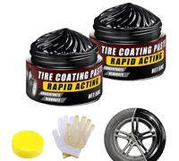 Premium Tire Coating & Trim Restorer Paste, Tire Coating Paste Rapid Acting, Powerful Wheel Cleaning Refurbish Wax, Bring Back the Original Deep Black Shine to Rubber and Plastic (2pcs)