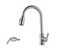 Premium Tire-Out Spray Kitchen Faucet with Unique Handle Hot & Cold Water Modern Black Finish Stream Function for Stylish Home Decor (CP17)
