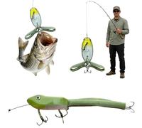 Premium Topwater Frog Imitation with Realistic Action, 7″ Double Hook Frogs Fishing Lifelike Lures, Weedless Soft Bait with Sharp Hooks for Big Bass,Pike,Freshwater and Saltwater