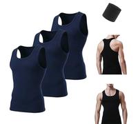 Premium Ultra-Soft Cotton Fitted Tank 3 Packs for Men & Women,Breathable Stretchy Casual Undershirts,Basic Solid Tanks Tops (FR/ES, Alpha/Lettres, 3TG, Taille Normale, Taille Normale, Blue)