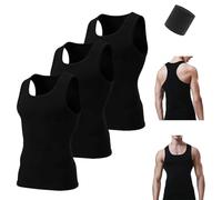 Premium Ultra-Soft Cotton Fitted Tank 3 Packs for Men & Women,Breathable Stretchy Casual Undershirts,Basic Solid Tanks Tops (FR/ES, Alpha/Lettres, XXL, Taille Normale, Taille Normale, Black)