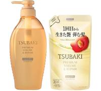 Premium Volume Repair Shampoo for Tsubaki 450ml & Refill Pack 300ml Set - Moisturizing & Repairing - Cherry Blossom - Hair Care Set