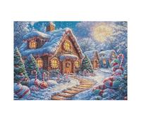 Premium Weihnachtshütte Winter Schnee Pfad Wald Draußen Puzzle 300 Pièces pour Adultes Amusant Stimulant Et Engageant Idéal pour Passe Temps Et Hobbies 300 PCS（40x28cm）