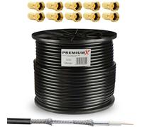 Premium X 100m SAT Koaxialkabel Set 135 dB 4-fach geschirmt - TV Antennenkabel 10 vergoldeten F-Steckern - DVB-S2/C/T2-4K UHD HDTV - wetterfest & UV-beständig Innen & Außen - 100% Signalqualität