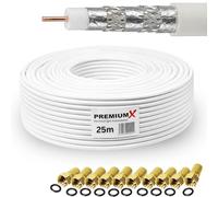 Premium X 25m Câble coaxial PROFI PRO 135 dB blindé 5 voies, cuivre pur Câble d'antenne SAT 25m 135dB + 10 F connecteur 8.00mm en couleur "GOLD" GRATUIT