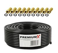 Premium X Câble coaxial professionnel 25 m - Noir - 135 dB - 4 voies - En cuivre - Pour satellite - 10 fiches F