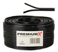 Premium X Câble coaxial satellite Twin Mini 2 x 4 mm - Noir - Extra fin et double blindage - Câble d'antenne TV peu encombrant pour SAT | DVB-T | Récepteur Twin - Ultra HD 4K 3D 20 m