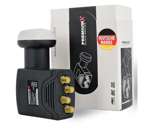 Premium X Deluxe Quattro LNB pour la réception satellitaire numérique DVB-S2 pour Plusieurs utilisateurs avec Multiswitch HD, HD +, FullHD, UHD 4K et 8K