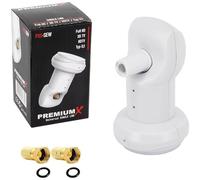 Premium X LNB simple - 1 compartiment - pour 1 participant - 4K Full HD - Avec protection contre les intempéries et filtre LTE + 2 fiches F pour antenne satellite TV numérique - Récepteur satellite