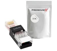 Premium X Lot de 2 fiches réseau non blindées RJ45 CAT5e pour câbles de pose CAT5 et CAT6 AWG 24 à 26 conducteurs intérieurs LAN sans outil 1 Gbit/s contacts plaqués or