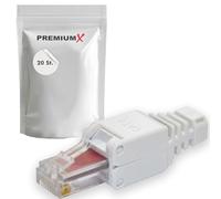Premium X Lot de 20 fiches réseau CAT6 RJ45 - Adaptateur pour câble de pose CAT5 et CAT6 - Câble patch AWG 24 - Conducteur intérieur LAN - Connecteur LSA - Sans outil - Blindé UTP 1 Gbit/s