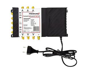 Premium X PXMS Multiswitch 5/6 avec Alimentation - Distributeur de signaux satellitaires pour 6 utilisateurs - Prend en Charge la télévision numérique HDTV FullHD 4K UHD 8K
