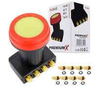 Premium X Quad LNB - 4 voies - Extrêmement résistant à la chaleur - Pour 4 participants - 4K Full HD - Avec protection contre les intempéries pour antenne satellite - Récepteur satellite numérique