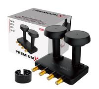 Premium X Quad LNB monobloc - 4 voies - pour 4 participants - 4K Full HD - Avec protection contre les intempéries pour antenne satellite Astra 19,2° Hotbird 13° - Récepteur TV numérique - Noir