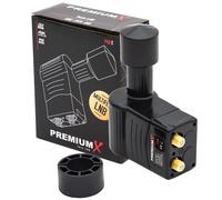 Premium X Rocket Twin LNB - 2 voies - pour 2 participants - 4K Full HD - avec protection contre les intempéries pour antenne satellite TV numérique - Noir