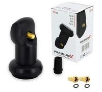 Premium X Single LNB pour 1 utilisateur - Convertisseur de Signal TV avec Protection Contre Les intempéries - LNB Sat numérique en Noir Inclus avec 2 connecteurs F - DVB-S2 8K UHD 4K Full HD
