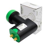 Premium X Twin LNB - 2 voies - pour 2 participants - 4K Full HD - avec protection contre les intempéries et filtre LTE pour antenne satellite TV numérique récepteur satellite - Green Diamond noir