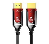 PREMIUMCORD 8K Câble à Fibre Optique HDMI 2.1, Ultra High Speed 48 Gbit/s, 3D, EDID, ARC, HDR, Résolution 8K@60Hz 4320p, 4K@240Hz, Compatible PS5, Xbox X, PC, TV, Noir/Rouge, Longueur 10 m