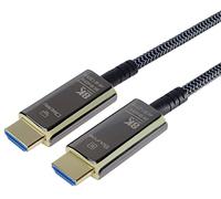 PremiumCord 8K Ultra High Speed HDMI 2.1 Câble Fibre Optique Visuellement Actif, 48 Gbit/s, HDMI 2.1, 3D, EDID, ARC, HDR, Résolution 8K @ 60Hz 4320p, 4K @ 120Hz, Noir/Or, Longueur 15 m