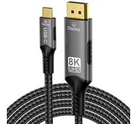 PremiumCord 8K Câble USB-C à DisplayPort 1.4, USB 3.2 Gen 2, Plug à Plug, Résolution 8K @ 60Hz, 4K @ 144Hz, Full HD 1080p, HDCP2.2, Couleur Noir, Longueur 2 m