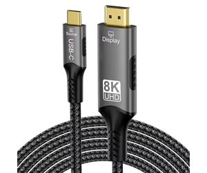 PremiumCord 8K Câble USB-C à HDMI 2.1, USB 3.2 Gen 2, Plug à Plug, Résolution 8K @ 60Hz, 4K @ 144Hz, Full HD 1080p, HDCP2.2, Couleur Noir, Longueur 2 m