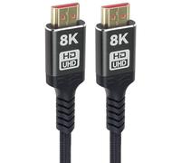 PremiumCord 8K Ultra High Speed HDMI 2.1 Câble M/M 48Gbps avec Ethernet, Résolution Vidéo 8K @ 60Hz, Deep Color, 3D, EDID, ARC, HDR, 3x Blindé, Câble Textile Tressé Plaqué Or, Longueur 1,5m