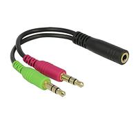 PremiumCord Adaptateur 4 Broches Femelle 3,5 mm vers 2 fiches stéréo 3,5 mm - Couleur : Noir - Longueur : 30 cm