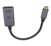 PremiumCord Adaptateur 8K USB-C Vers DisplayPort M/F, DP 1.4, UHD 8K 4320p 60 Hz, 4K 2160p 144 Hz, HDR10, HDCP 2.2, 32,4 Gbps, Boîtier en Aluminium, Gris Sidéral, 20 cm