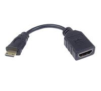 PremiumCord Adaptateur HDMI a sur Mini HDMI, Prise sur Les Bouchons, UHD 4K 2160p 60Hz, Full HD 1080p, 3D, Couleur Noire, Connexions Dorées, 13 cm