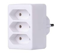 PremiumCord Adaptateur Rond pour 3X Prise Plat 230V, Blanc