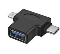 PremiumCord Adaptateur USB 3.0 vers USB-C + Micro USB B Femelle vers mâle USB 3.0 Type A Femelle USB 3.1 Type C mâle Noir