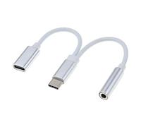 PremiumCord Adaptateur USB-C vers 3,5 mm + USB Type C Femelle pour recharger USB 3.1 Type C mâle vers Jack AUX Audio