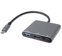 PremiumCord Adaptateur USB-C vers HDMI + USB A 3.0 + PD, USB 3.2 Type C, Fonction Étendues + Miroir, Résolution 4K 2160p, Full HD 1080p, Couleur Noire, Longueur 20 cm