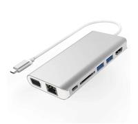 PremiumCord Adaptateur USB3.1 Type C vers HDMI + VGA + RJ45 + 2X USB 3.0 + Carte SD + 3, 5mm + Chargeur PD - ku31dock08