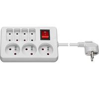 PremiumCord Bande d'alimentation de 1,5 m avec Interrupteur de Réseau, 7 Prises, Rallonge de Haute Qualité 230V, 4 + 3 Prises Tournés de 45 ° avec Protection de l'Enfance, Couleur Blanche