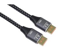 PremiumCord Câble 16K DisplayPort 2.1 M/M, DisplayPort Vers DisplayPort, 80Gbps, Vidéo 16K@60Hz, 10K@60Hz, 8K@165Hz 2160P, HDCP 2.2, Connecteurs Plaqués Or, Tresse De Câble Textile, Longueur 1,5 m