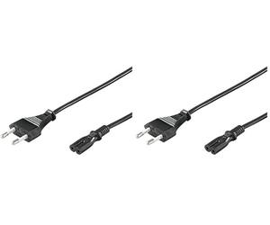 PremiumCord Câble 220V 5m, Câble d'alimentation avec fiche Euro sur fiche Double Euro C7 2 Broches, IEC 320, Tout Droit - Noir (Lot de 2)