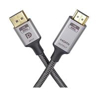 PremiumCord Câble Adaptateur Displayport 1.4 sur HDMI 2.1 M/M, DP 1.2 sur HDMI 2.0, Compatible avec la Vidéo 8K @ 60Hz, 4K @ 144Hz, Full HD 1080p, HDCP 2.2, Couleur Noir, Longueur 2 m