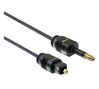 PremiumCord Câble audio optique mini Toslink 3,5 mm vers Toslink - 1 m, mâle à mâle, câble numérique pour système stéréo HiFi Sounbar TV, audio HQ, doré, couleur noire 1 m