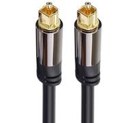 PremiumCord Câble audio optique TOSLINK 1,5 m, AD: 6 mm, plugin Toslink sur la prise, câble numérique pour la tour de télévision stéréo HIFI, audio HQ, soudé, couleur noire, argent, doré