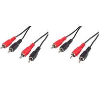 PremiumCord Câble Cinch 5m, 2x fiche RCA Cinch vers 2x fiche RCA Cinch, câble de connexion audio vidéo, stéréo, pour TV, téléphones portables, MP3, HiFi, couleur noir (Lot de 2)