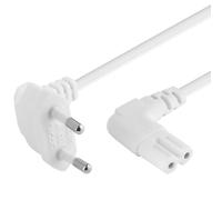 PremiumCord Câble d'alimentation 230V 0,75m, pour PC/Moniteur/TV/Onduleur, avec Prise Européenne C7 (2 Broches), IEC 320, Incliné, Blanc