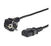 PremiumCord Câble d'alimentation de 230V 1m, Câble d'alimentation avec Contact de Mise à la Terre à Angle par Papport à la Prise C13, IEC de Fourniture PC à 3 Broches C13, Couleur Noire