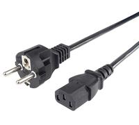 PremiumCord Câble d'alimentation 230V 2m, avec Contact de Mise à la Terre pour la Prise C13, IEC 320, Câble d'alimentation PC à 3 Broches, Couleur Noire