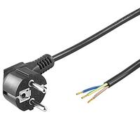 PremiumCord Câble d'alimentation 230V 2m, Bougie Euro pour Une Pointe Ouverte du Câble, Alimentation, 3 Pointes de Exposées, Noir