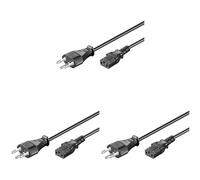 PremiumCord Câble d'alimentation 230V 2m, Câble d'alimentation avec Bouchon Suisse à Un Angle pour la Prise C13, IEC de Fourniture PC à 3 Broches, Couleur Noir (Lot de 3)