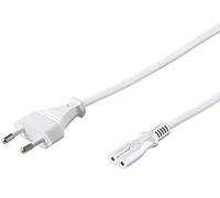 PremiumCord Câble d'alimentation 230V 2m, Câble d'alimentation de la Fiche Euro pour Une Douille Double Euro C7 2 Broches, IEC 320, Droit, Couleur Blanche